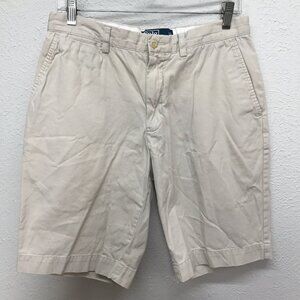 Vintage Polo Ralph Lauren Shorts Mens 32 Beige Chino Cotton Black Pony Logo Flat